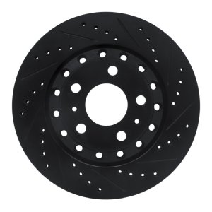 Audi A8 Brake Rotor (1) - Rear Right - R1 Concepts - Drilled & Slotted - Black - `04-`10